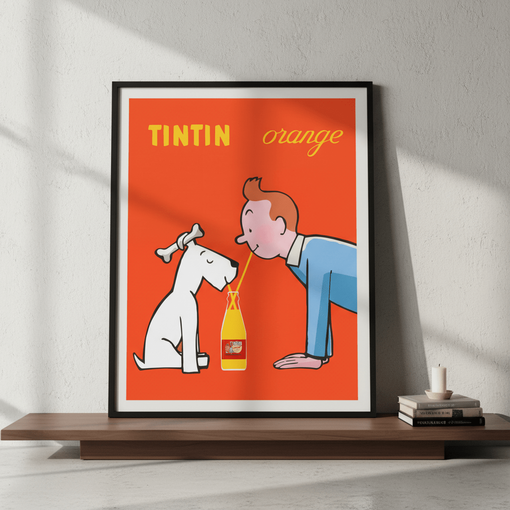 Orange Soda TinTin Portrait | Canvas & Framed Art Print | Vintage