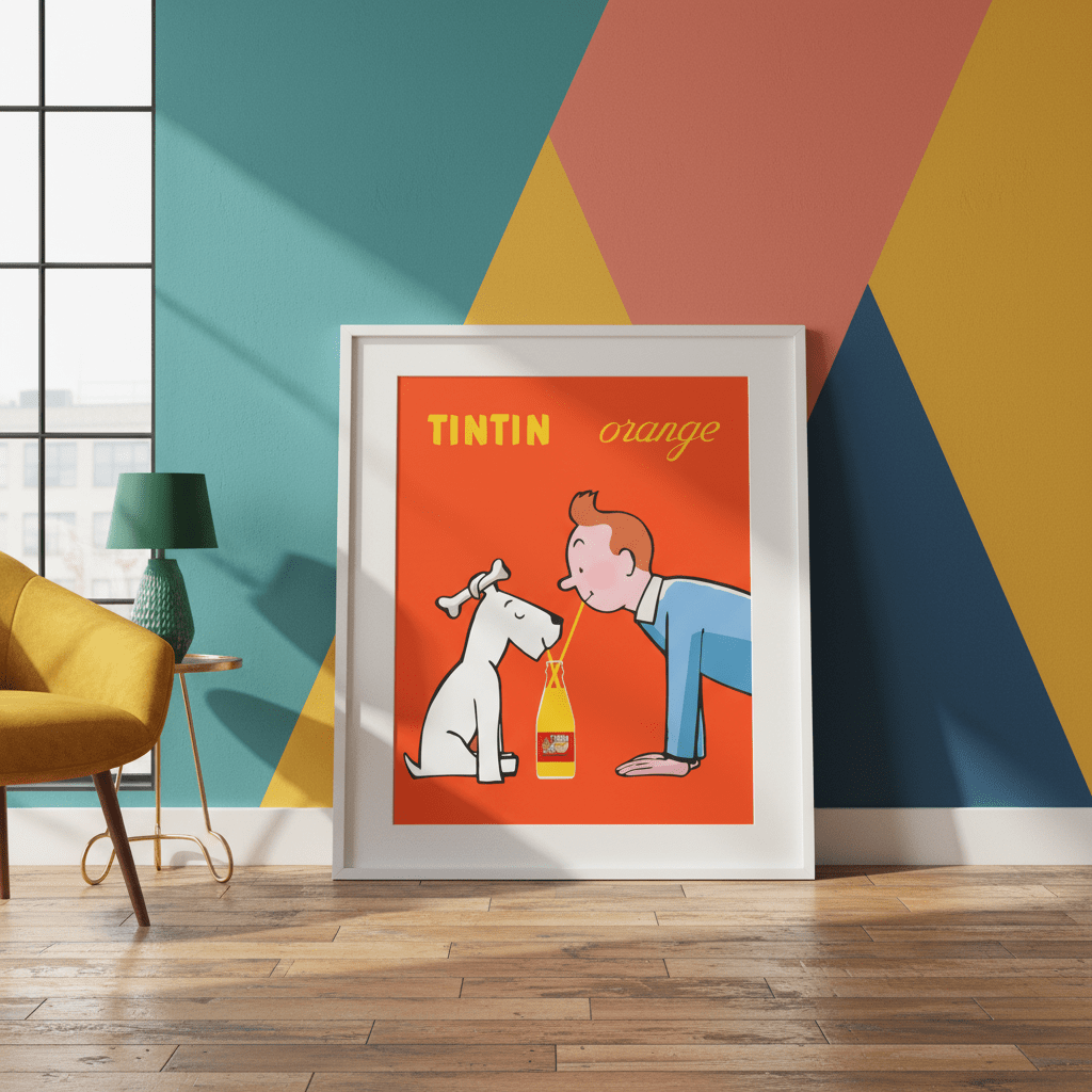 Orange Soda TinTin Portrait | Canvas & Framed Art Print | Vintage