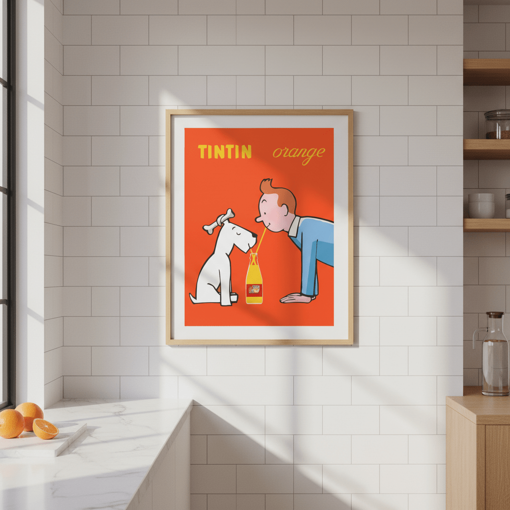 Orange Soda TinTin Portrait | Canvas & Framed Art Print | Vintage