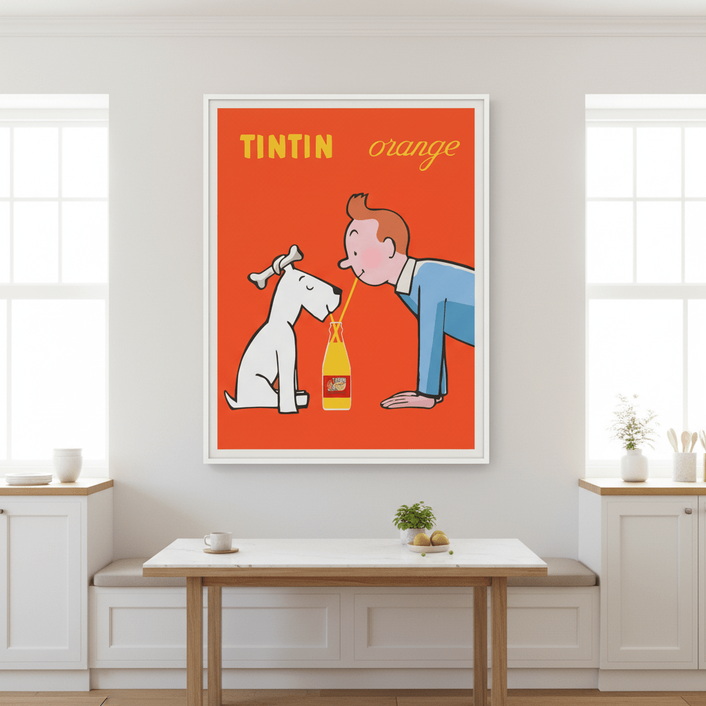 Orange Soda TinTin Portrait | Canvas & Framed Art Print | Vintage