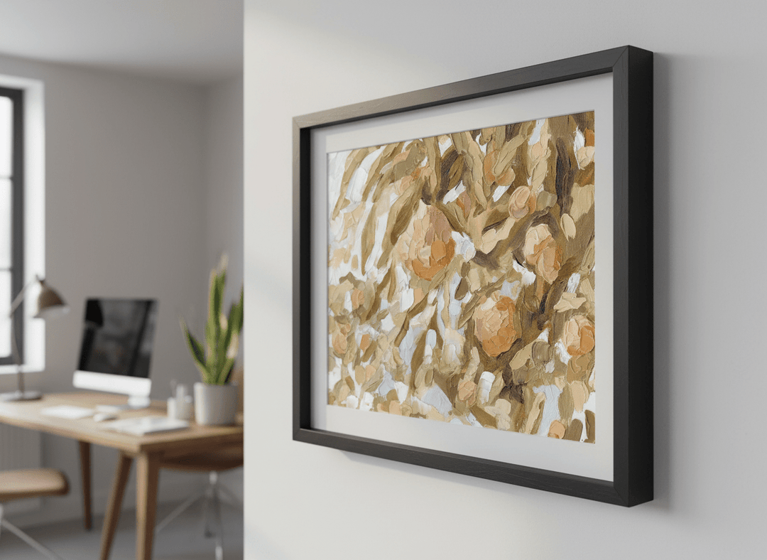 Contemporary wall art featured in a bright modern office workspace