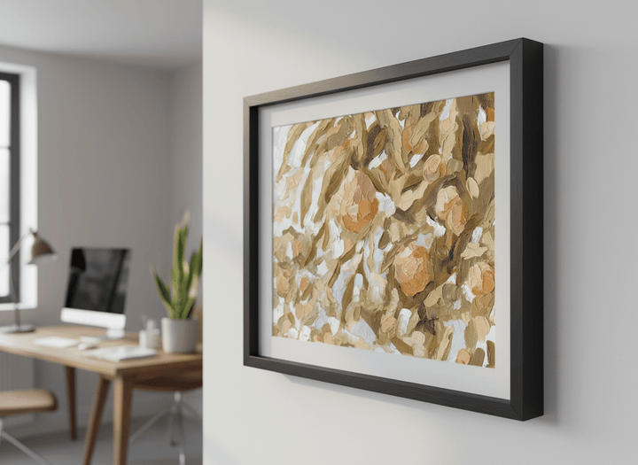 Contemporary wall art featured in a bright modern office workspace