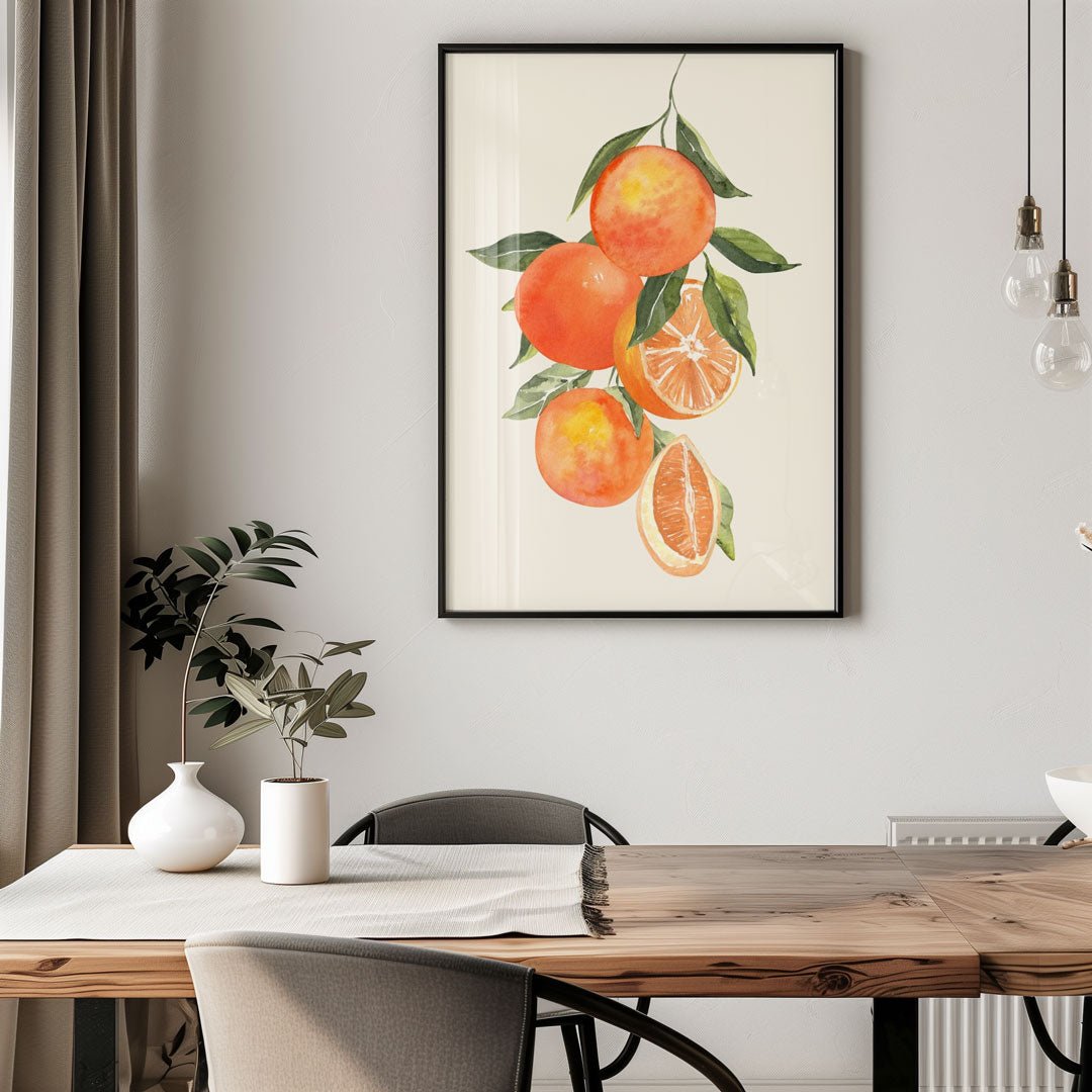 Oranges on Branch Leaves Wall Art - Style My Wall