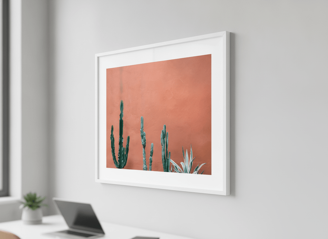Contemporary wall art featured in a bright modern office workspace
