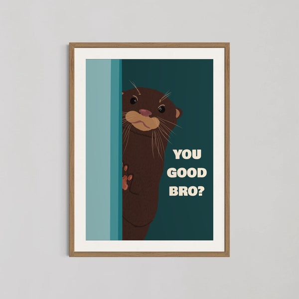 Otter, You Good Bro Living Room Wall Art by Lisa Solomoniuk