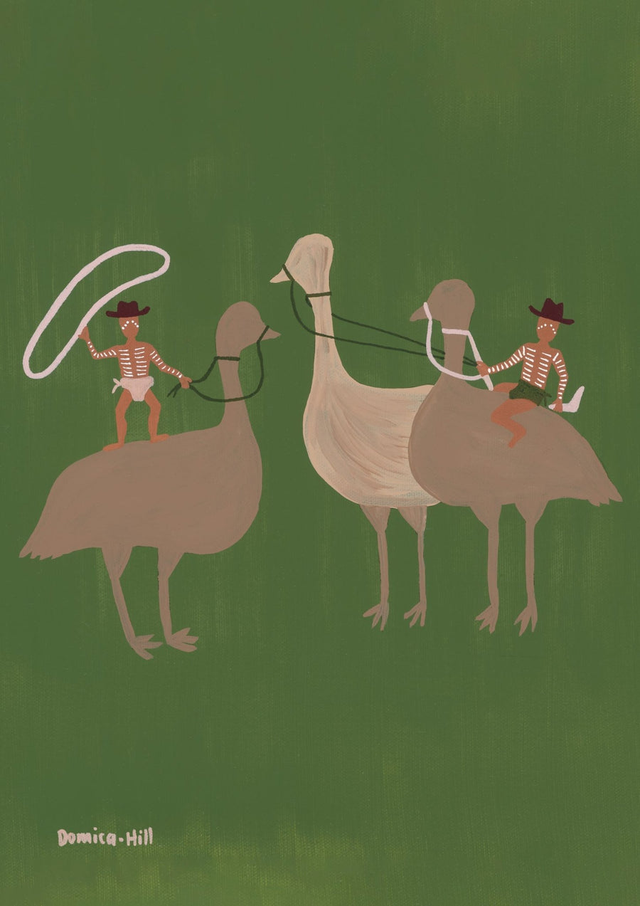 Our Emu Mob Indigenous Artwork Portrait by Domica Hill