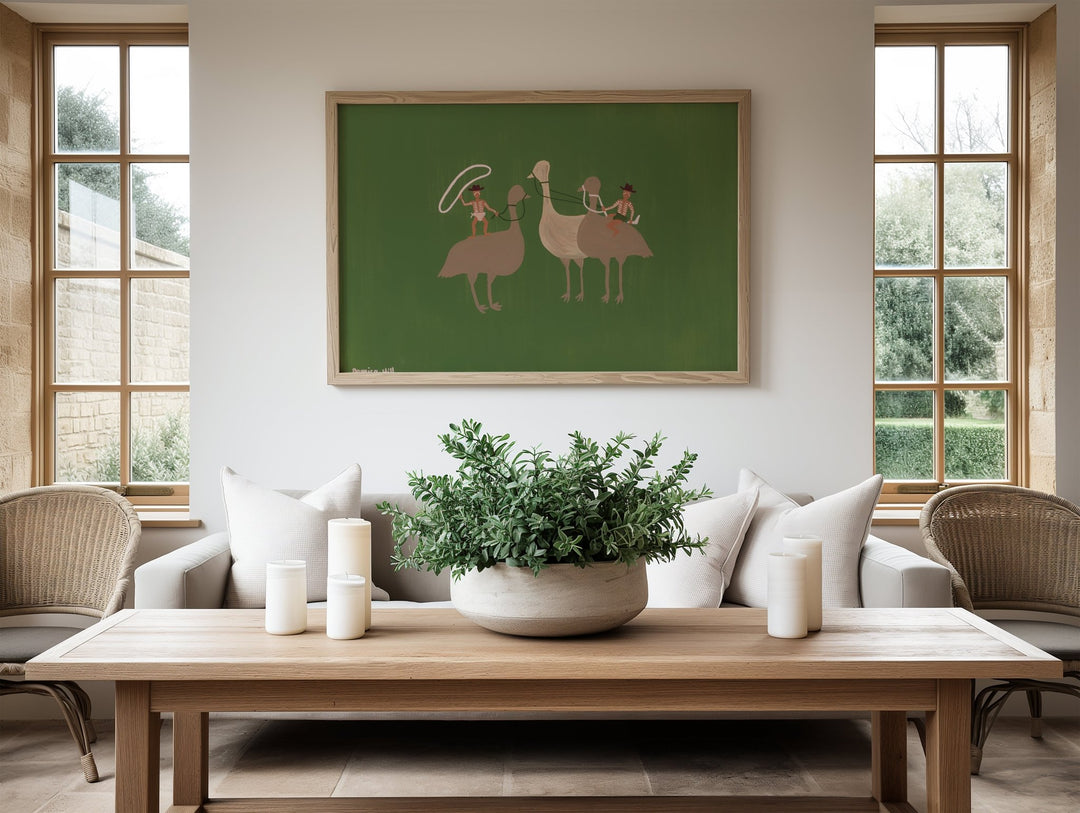 Our Emu Mob Landscape Indigenous Artwork by Domica Hill wall - art - picture - poster