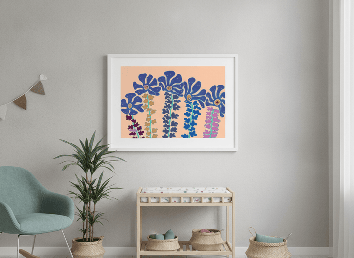 Soft neutral wall art styled in a serene nursery with pastel tones