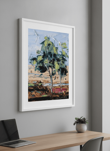 Contemporary wall art featured in a bright modern office workspace