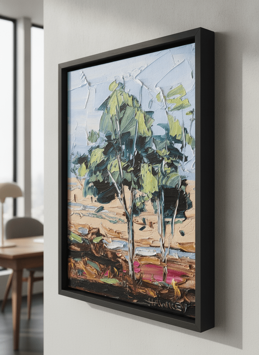 Contemporary wall art featured in a bright modern office workspace