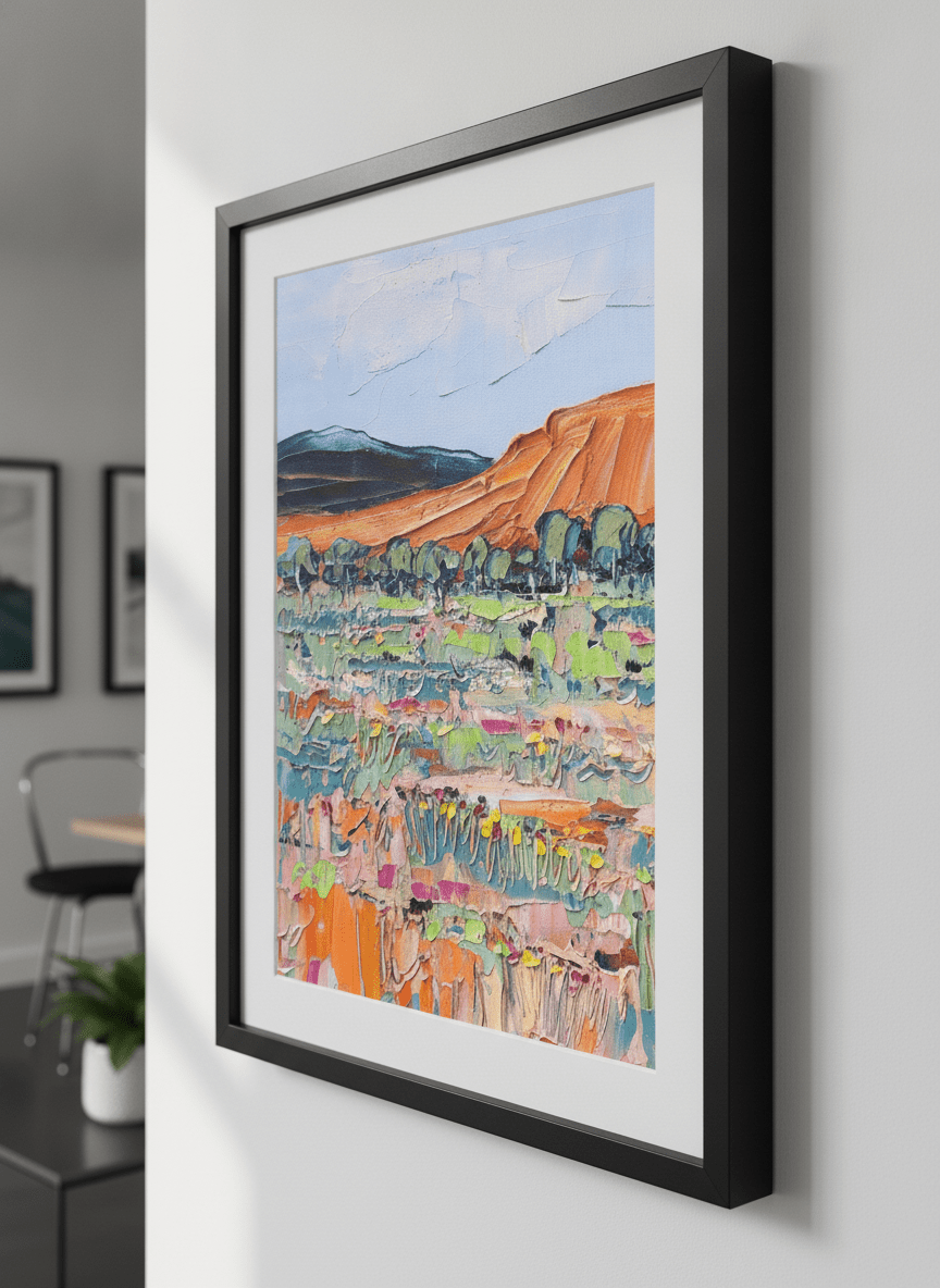Contemporary wall art featured in a bright modern office workspace