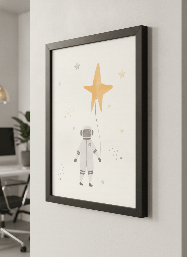 Contemporary wall art featured in a bright modern office workspace