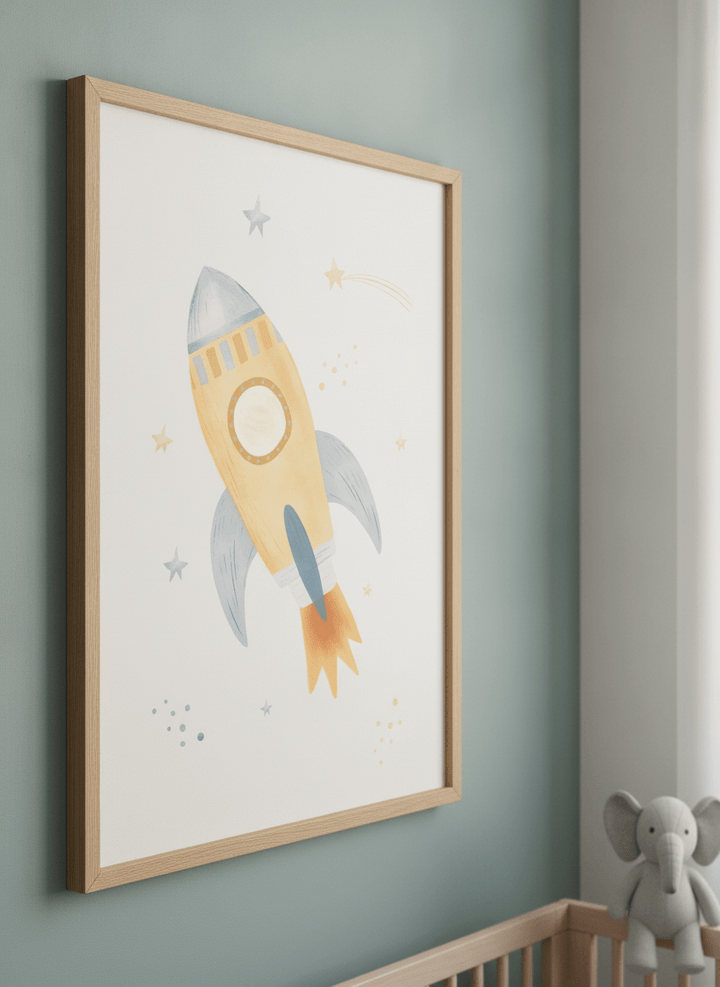 Soft neutral wall art styled in a serene nursery with pastel tones