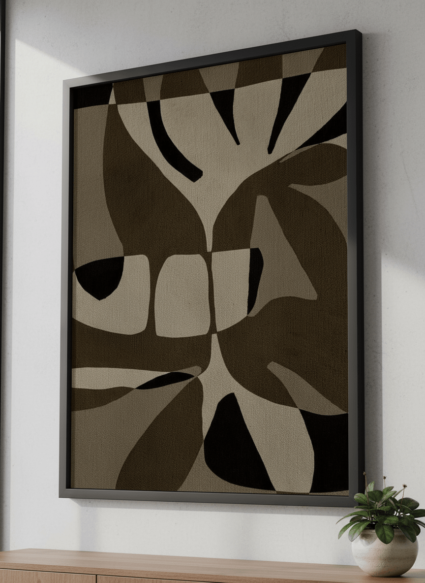 Contemporary wall art featured in a bright modern office workspace