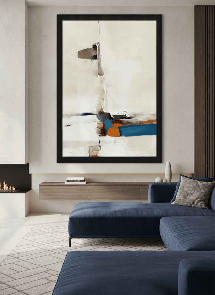 Monumental artwork centred on a feature wall in a luxe interior