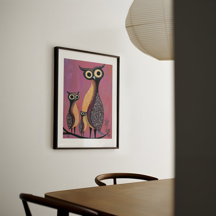 Owl Oil Illustration Kids Prints - Style My Wall