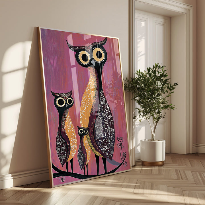 Owl Oil Illustration Kids Prints - Style My Wall