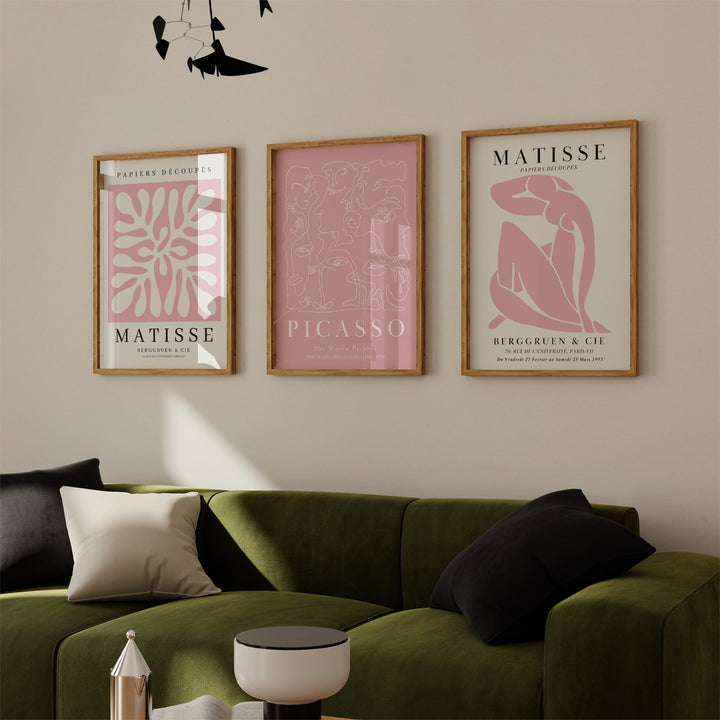 Pablo Picasso & Henri Matisse Pink Trio Set Wall Art - Style My Wall