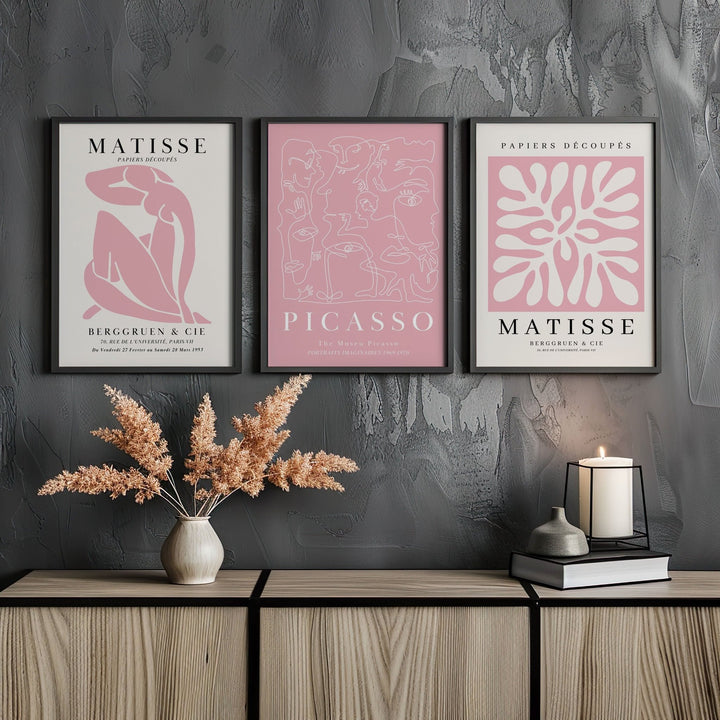 Pablo Picasso & Henri Matisse Pink Trio Set Wall Art - Style My Wall