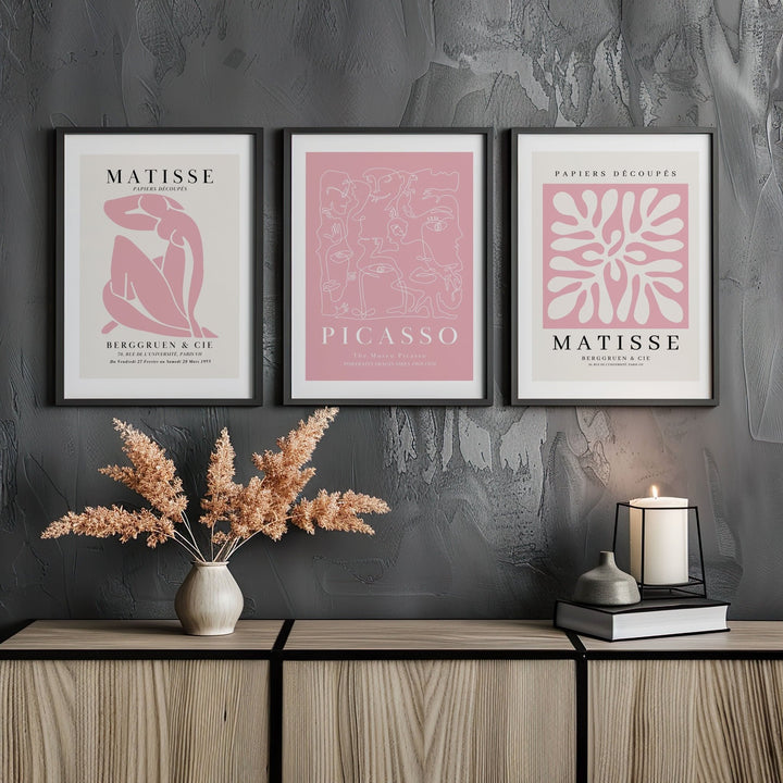 Pablo Picasso & Henri Matisse Pink Trio Set Wall Art - Style My Wall