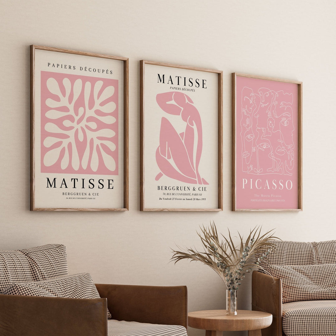 Pablo Picasso & Henri Matisse Pink Trio Set Wall Art - Style My Wall