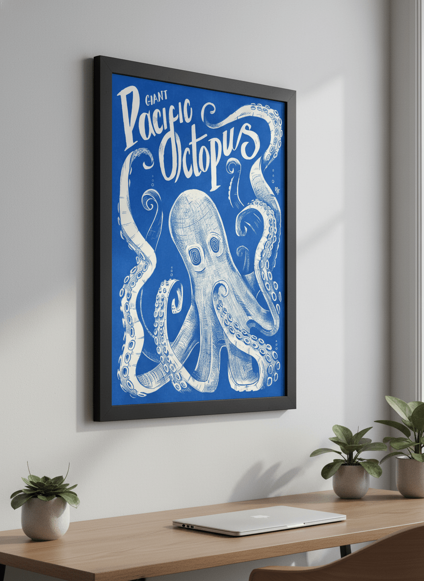 Contemporary wall art featured in a bright modern office workspace