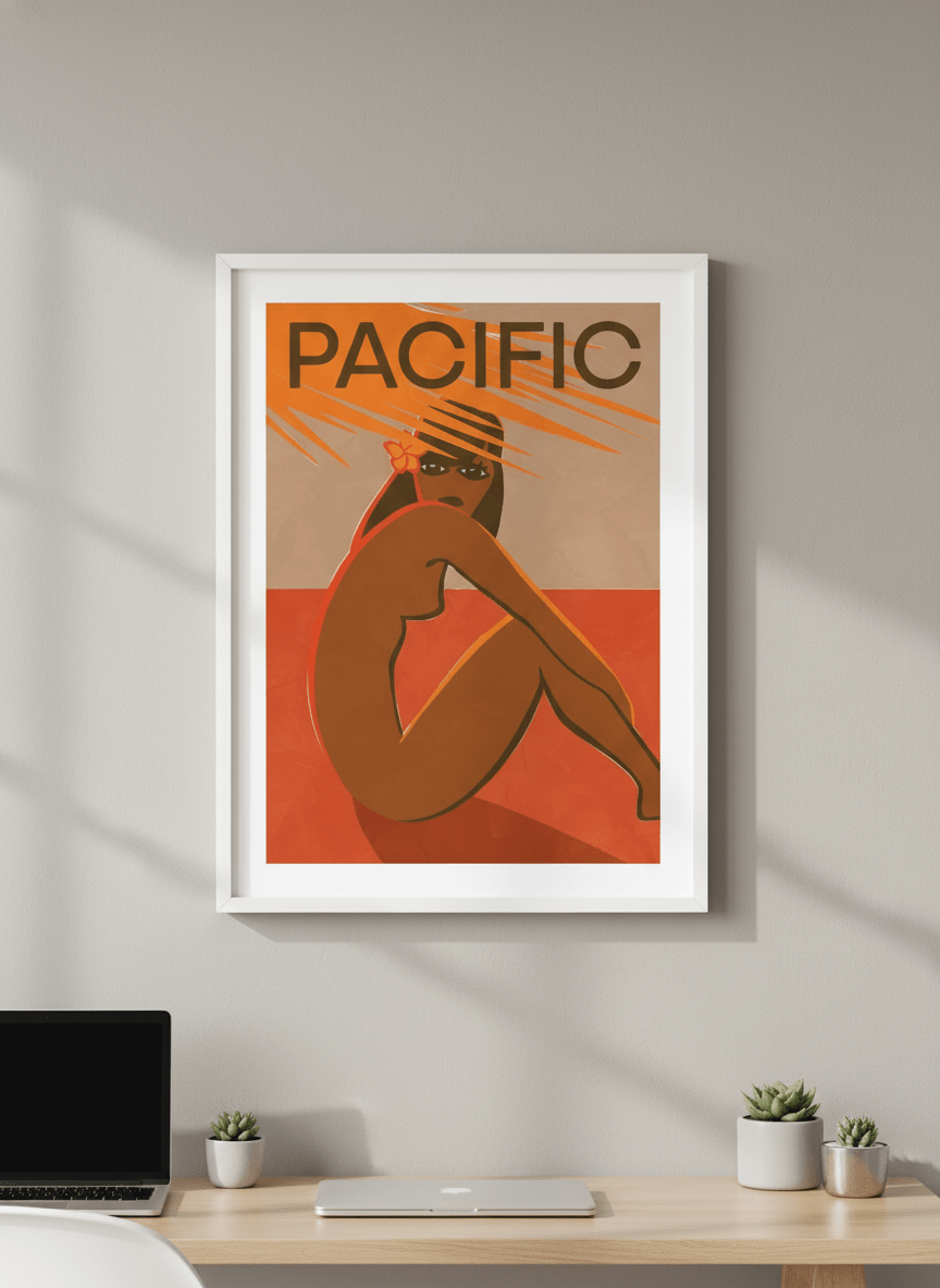 Contemporary wall art featured in a bright modern office workspace