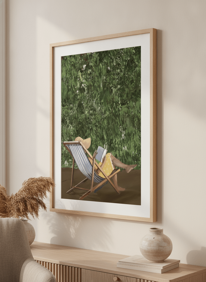 Modern wall art styled above a sofa in a neutral living room