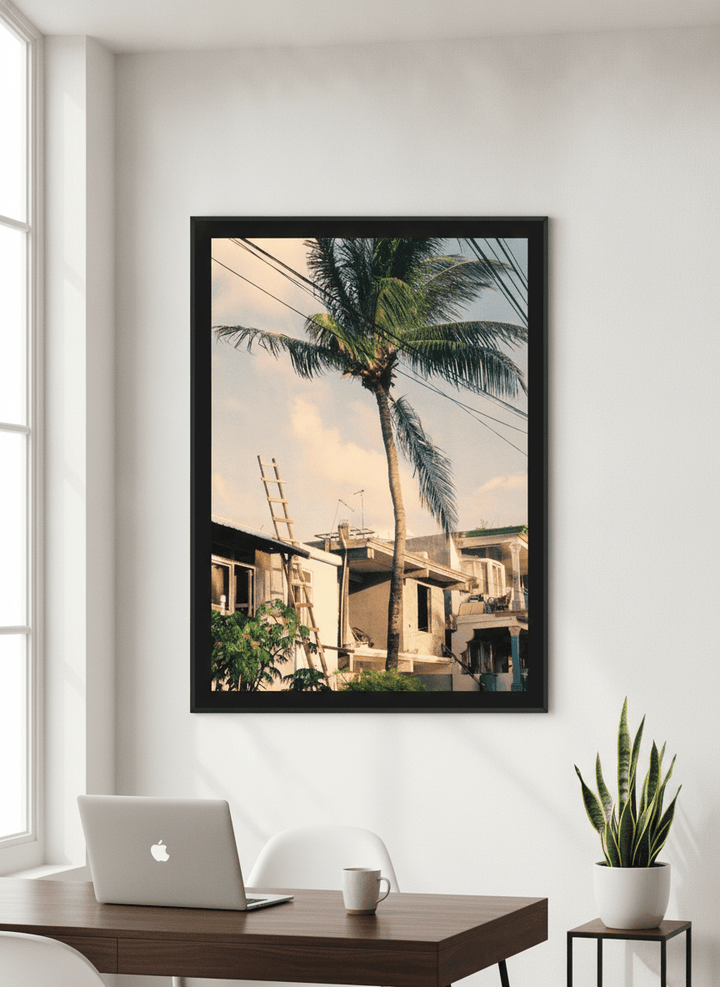 Contemporary wall art featured in a bright modern office workspace