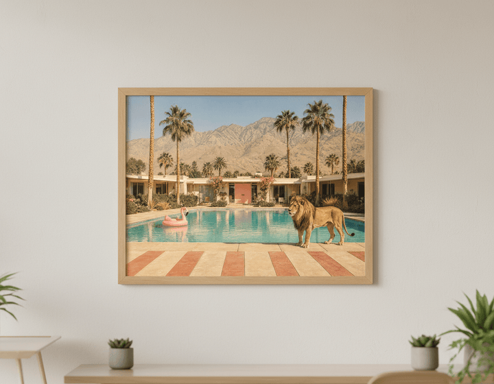 Contemporary wall art featured in a bright modern office workspace