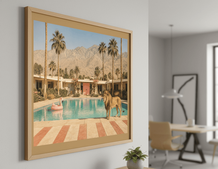 Contemporary wall art featured in a bright modern office workspace