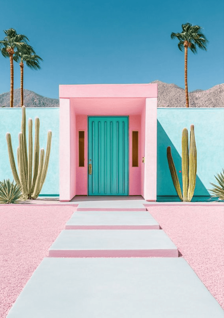 Palm Springs Pastel Colour Home Wall Art,frame