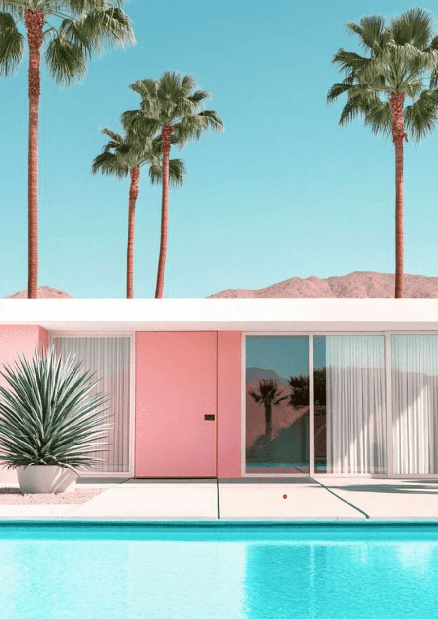 Palm Springs Pastel Pink Door Pool Getaway