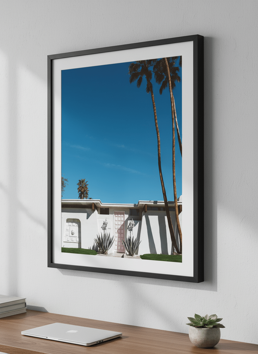Contemporary wall art featured in a bright modern office workspace