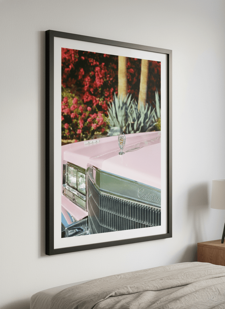 Minimalist artwork displayed in a calm, light-filled bedroom interior