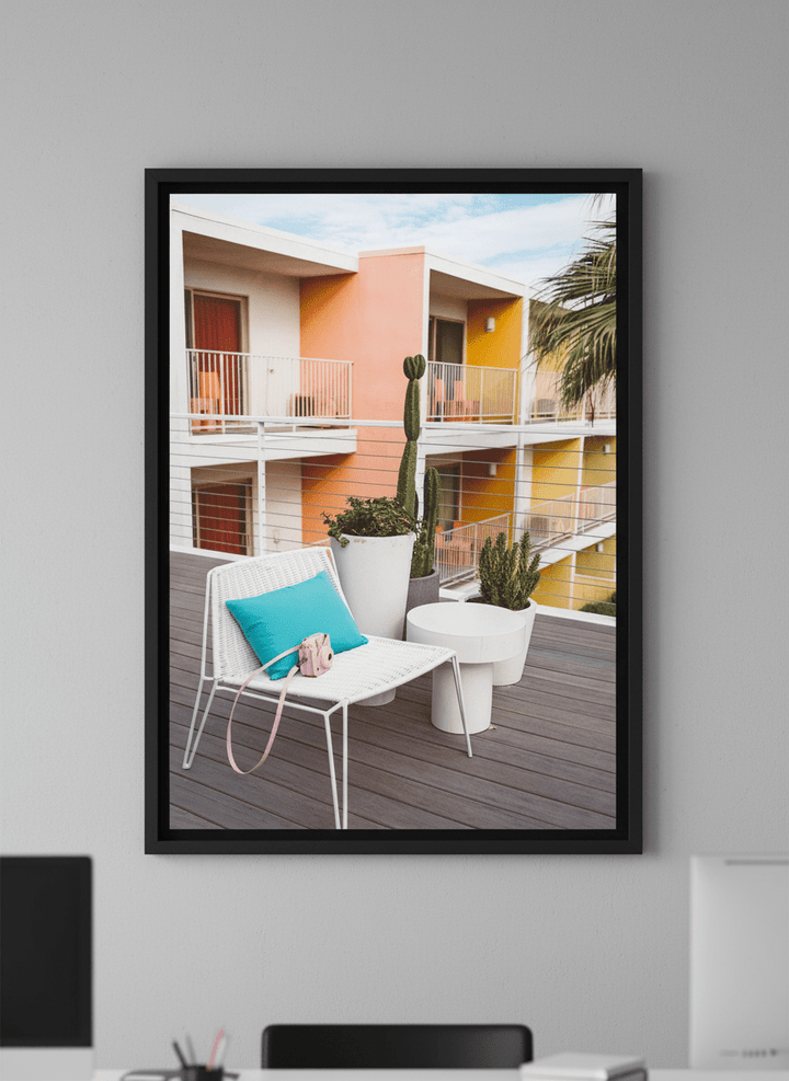 Contemporary wall art featured in a bright modern office workspace