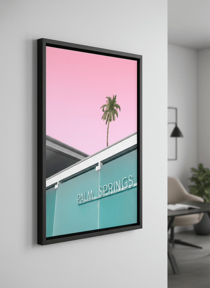 Contemporary wall art featured in a bright modern office workspace