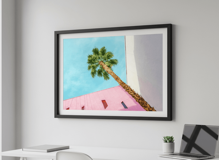 Contemporary wall art featured in a bright modern office workspace