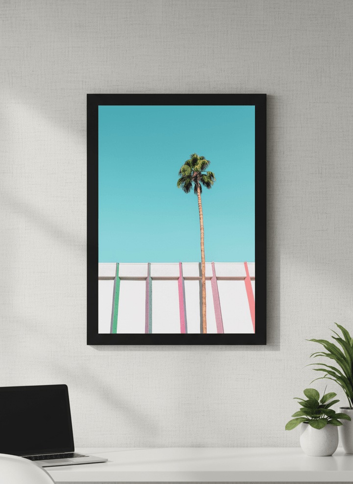 Contemporary wall art featured in a bright modern office workspace