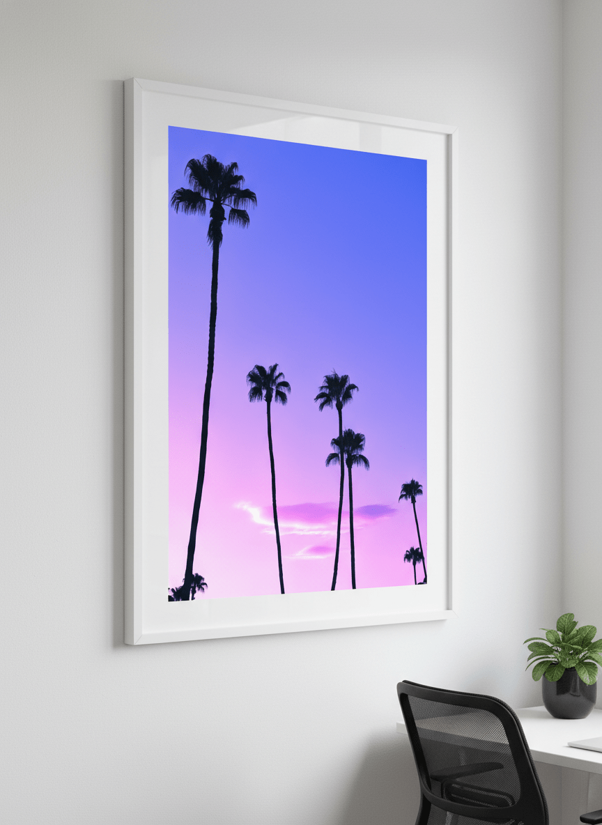 Contemporary wall art featured in a bright modern office workspace