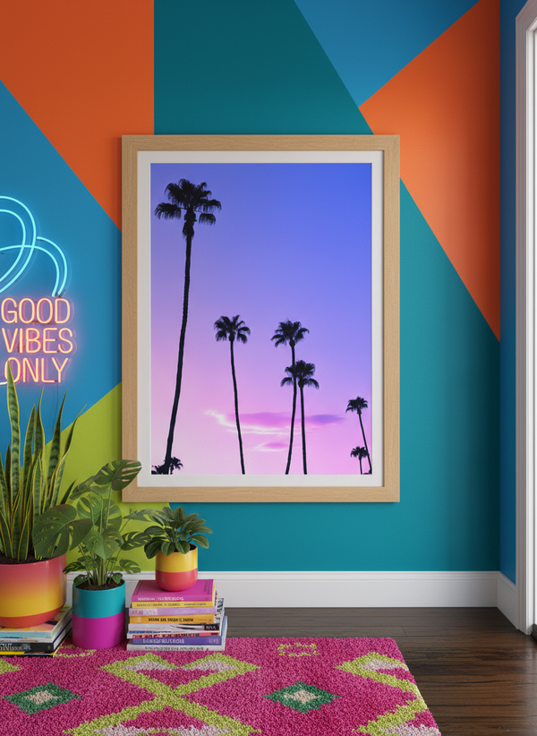 Palm Trees Pink And Purple Sunset By Tom Windeknecht | Art & Canvas Print