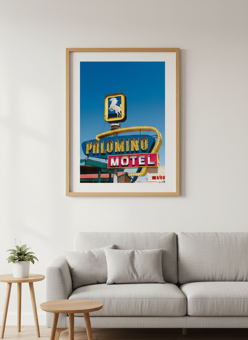Modern wall art styled above a sofa in a neutral living room