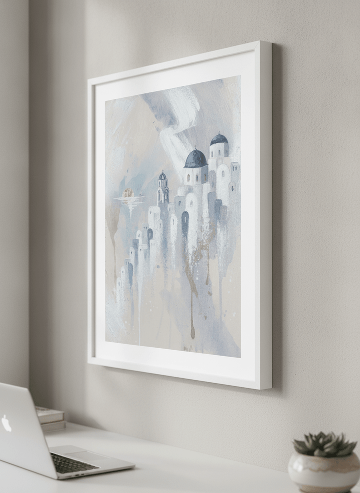 Contemporary wall art featured in a bright modern office workspace