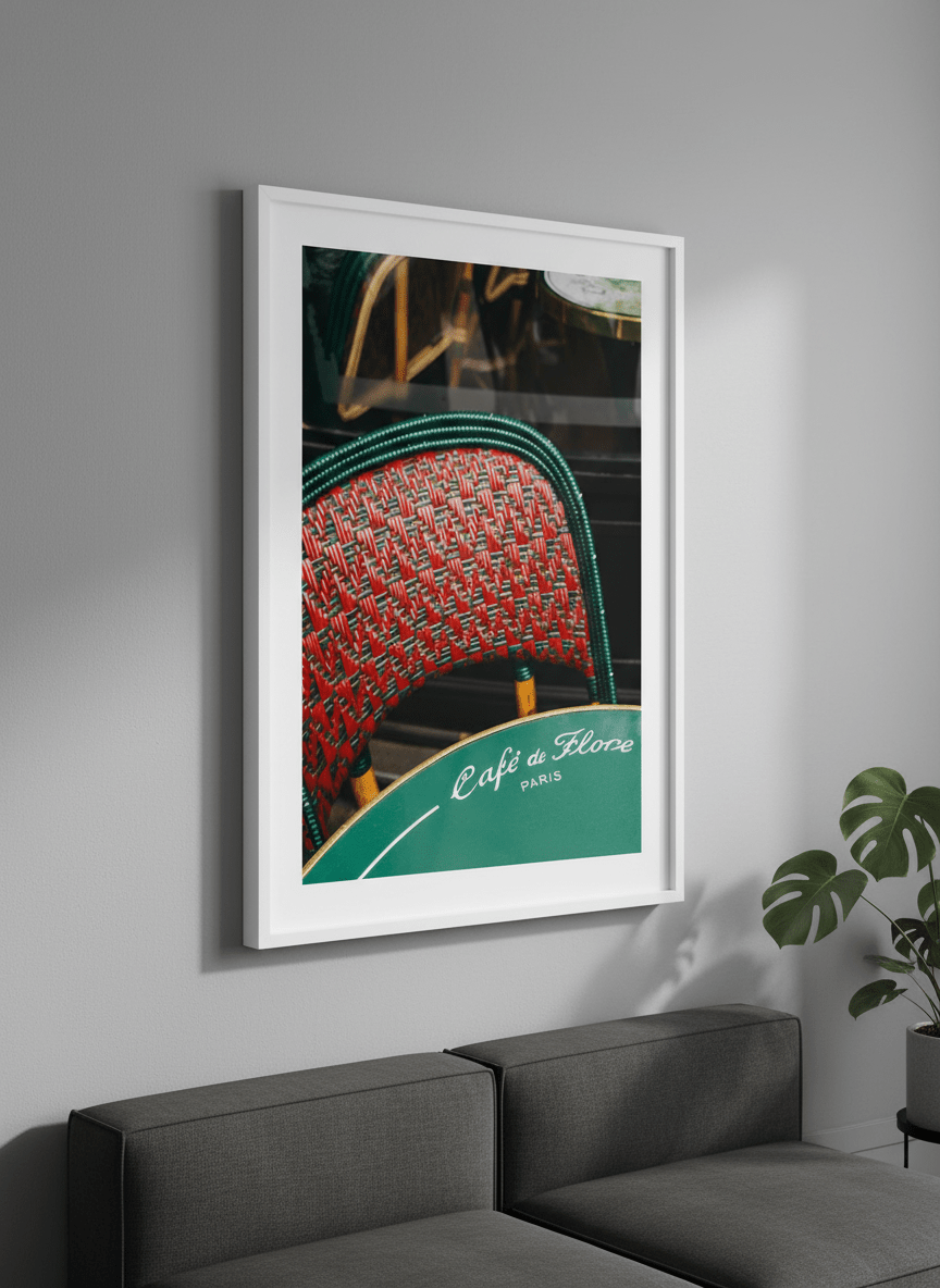 Modern wall art styled above a sofa in a neutral living room
