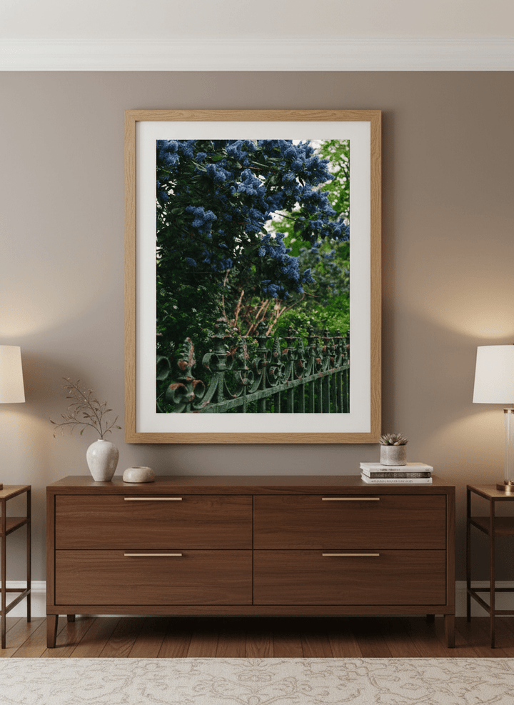 Monumental artwork centred on a feature wall in a luxe interior