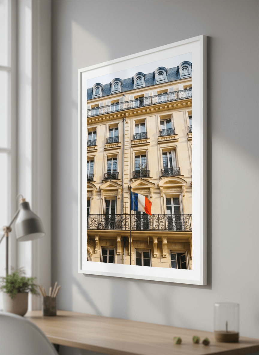 Contemporary wall art featured in a bright modern office workspace