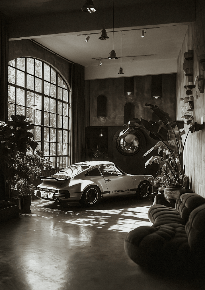Parked Indoor Porsche Jungle Photograph frame