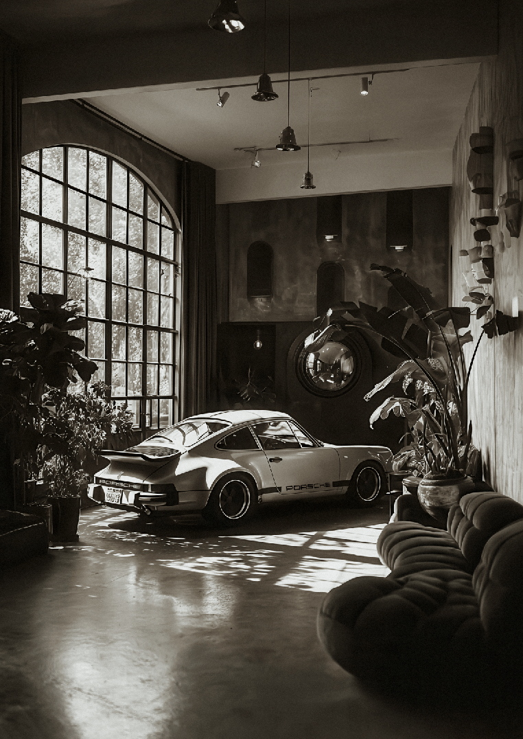 Parked Indoor Porsche Jungle Photograph