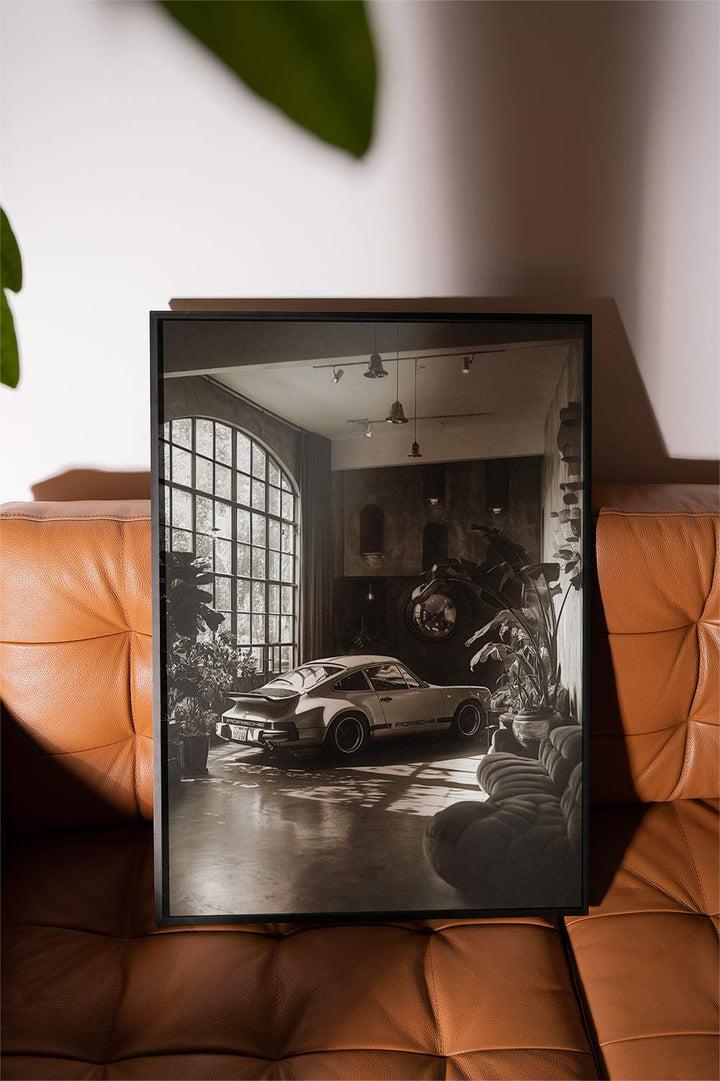 Parked Indoor Porsche Jungle Photograph wall - art - picture - poster