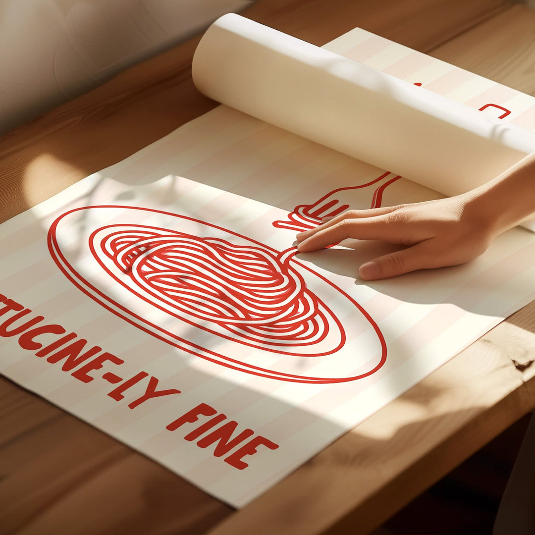 Pasta Fettucinely Fine Set of 2 Kitchen Prints wall - art - picture - poster